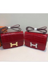 Knockoff High Quality Hermes Constance Bag Croco Leather H6811 red HV07451Lg12
