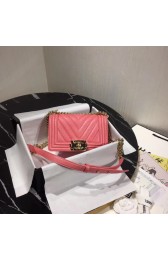 Luxury Chanel Le Boy Flap Shoulder Bag Original Leather Pink V67085 Gold HV09997bE46