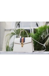 Luxury Gucci Sylvie Leather Top Handle Bag 431665 Beige HV08755Px24