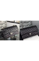 New Chanel 2.55 Series Flap Bag Lambskin Leather A5024 Black HV04956Uf80