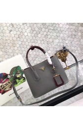 prada small saffiano lux tote original leather bag bn2754 gray&burgundy HV10629hc46