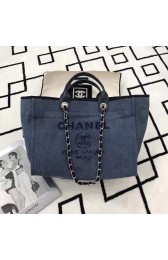 Quality Chanel Medium Canvas Tote Shopping Bag 55670 blue HV08759Vu63