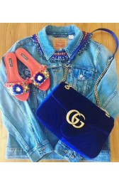Quality Gucci GG Marmont Velvet Shoulder Bag 443497 Blue HV09124Vu63