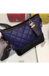 Replica Chanel Gabrielle Calf leather Shoulder Bag 1010B blue with black HV00966XB19