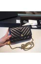 Replica Chanel original lambskin leather WOC chain bag D33814 black HV00920Ac56