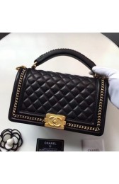 Replica Chanel Sheepskin Leather Shoulder Bag 94804 black HV10679aG44