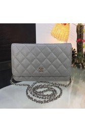 Replica Chanel WOC Mini Shoulder Bag 33814 gray silver chain HV05478Yn66