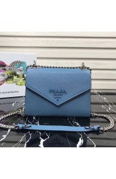 Replica Cheap Prada Monochrome Saffiano leather bag 1BD127 light blue HV06275QC68