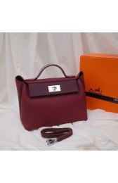 Replica Designer Hermes Kelly togo Leather Tote Bag H2424 Burgundy HV05465Bb80