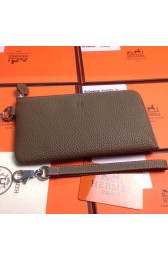 Replica Fashion 2015 Hermes 7-shaped zipper wallet 509 dark gray HV10150yI43