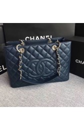 Replica Fashion Chanel LE BOY GRAND SHOPPING TOTE BAG GST A50995 Dark blue Silver chain HV00637HM85