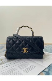 Replica Fashion Chanel mini flap bag with top handle AS2478 black HV00682HM85