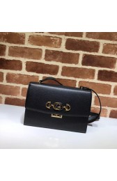 Replica Gucci GG Leather Shoulder Bag 576388 Black HV05939HB48