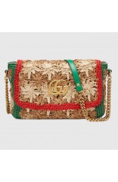 Replica Gucci GG Marmont raffia small shoulder bag 574433 Red and green HV10263ls37