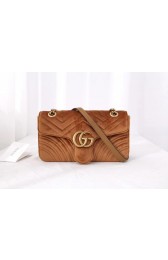 Replica Gucci GG Marmont velvet medium shoulder bag 443497 Taupe HV01402TN94