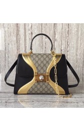 Replica Gucci GG original medium top handle bag 476435 black&gold HV11737Hd81