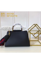 Replica Gucci original Nymphea leather top handle bag 453764 Black HV10821XB19