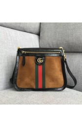 Replica Gucci Velvet leather shoulder bag 523368 brown HV01550hD86