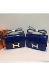 Replica Hermes Constance Bag Croco Leather H6811 blue HV03430Ac56