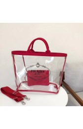 Replica Prada Fabric and Plexiglas handbag 1BG164 red HV08839DY71