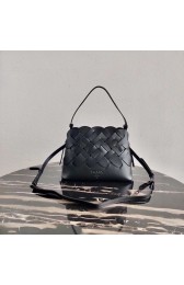Replica Prada Leather Prada Tress Handbag 1BA290 black HV00262TN94