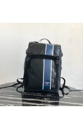 Replica Prada Technical fabric and leather backpack 2VZ135 black&blue HV10730Ac56