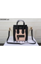 Replica Top 2015 Celine nano bag original leather 3308 light pink&black&rice white HV04544ll80