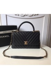 Replica Top Chanel Flap Bag with Top Handle A92991 black HV08194ll80