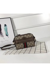 Top Gucci GG canvas ophidia supreme small shoulder bag PVC 517350 brown HV10241lE56